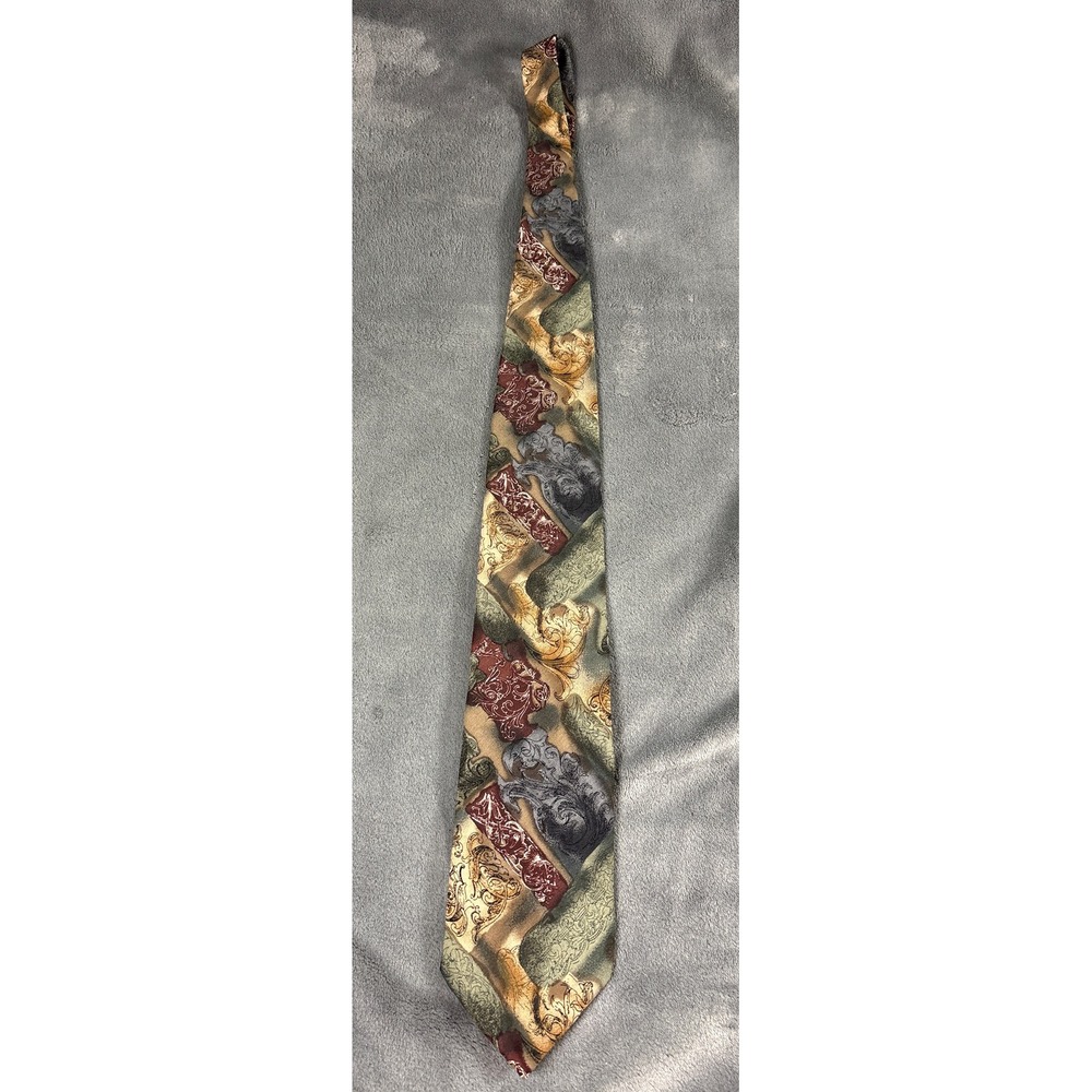 Anthony Richards Mens Baroque Scroll Necktie OS Multicolor Ornate Filigree